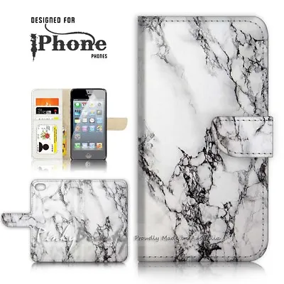 $12.99 • Buy ( For IPhone 6 / 6S ) Wallet Case Cover P21387 Marble Pattern