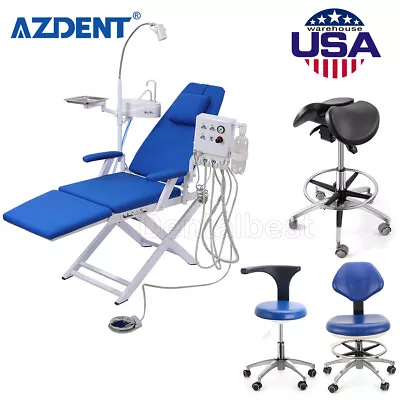 Dental Folding Chair & Air Turbine Unit LED Oral Light Lamp /Mobile Saddle Chair • $655.48