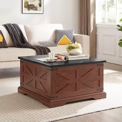 Coffee Table With Hinged Lift Top Wood Table With Hidden Storage Compartment • $219