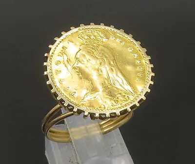 22K & 18K GOLD - Vintage Queen Victoria Dei Gracia Coin Band Ring Sz 6.5 - GR343 • $710.10