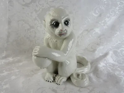 Vintage Porcelain White Capuchin Monkey Statue Italy Elvis & Graceland 7 3/4” • $150