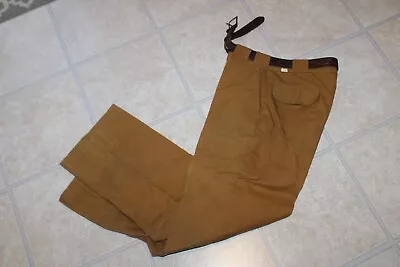 Vintage Bullseye Bill Brown Canvas Hunting Pants Sz 30 X 30 1960s W/Leather Belt • $34.95