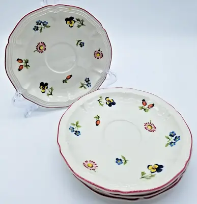 Villeroy & Boch Petite Fleur Tea Cup Saucers ONLY Set Of 4 Diameter 5.5  • $18