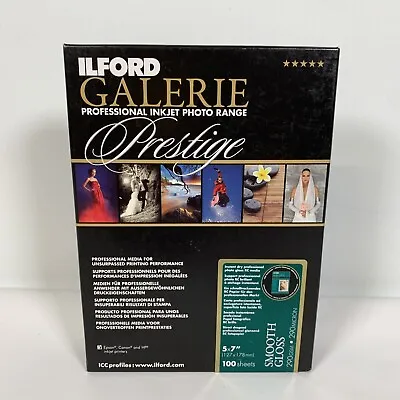 Ilford Galerie Professional Inkjet Photo Prestige Smooth Gloss 5×7″ 100 Sheets • £22.99