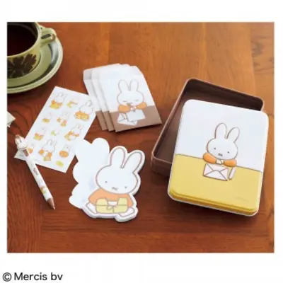 Miffy Stationary Set Tin Case Ballpoint Pen Message Cards Stickers Bag • $24.40
