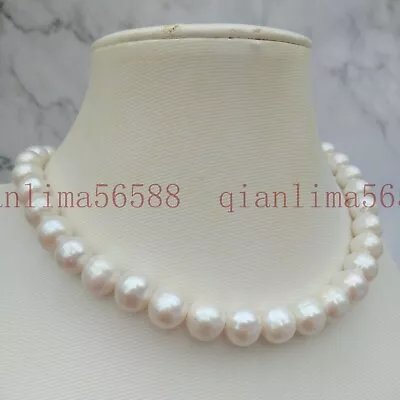£90.29 • Buy 18  Natural Authentic 11-10mm Round AAA South Sea White Pearl Necklace 14k Gold