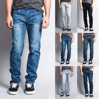 Victorious Men's Premium Washed Denim Pants Skinny Fit Stretch Jeans - DL1004 • $21.95