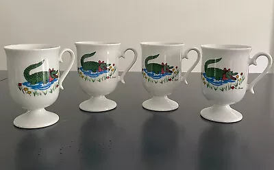 Vintage PAPEL A La Gator Famille Alligator Family Coffee Mug Cup Japan LOT OF 4! • $23.99