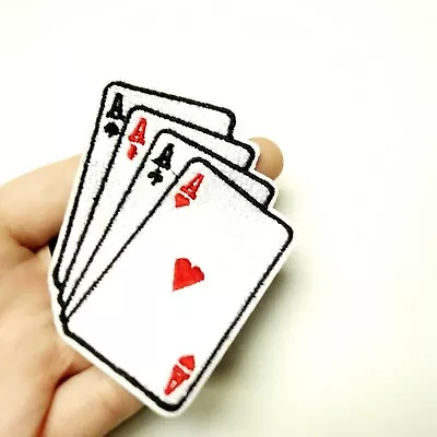Aces In Hand Four Suits Patch Iron-On/Sew-On Embroidered Poker Cards Casino • $4.61