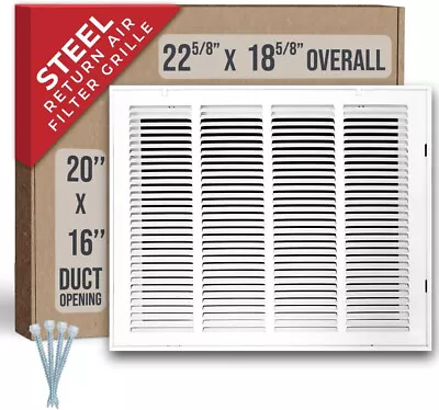 20 W X 16 H [Duct Opening Size] Steel Return Air Filter Grille [Removable Door]  • $53.75