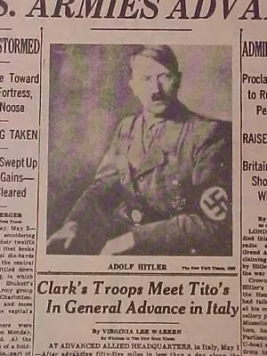 Vintage Newspaper Headline ~ World War 2  Germany Adolf Hitler Dead Wwii  1945 • $14.49