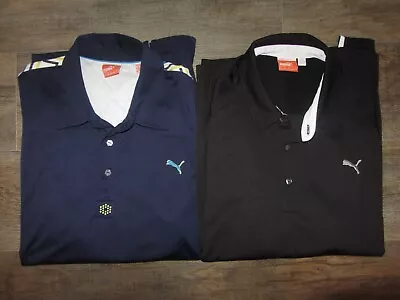 2 Lot Of PUMA Golf Men's Polo Shirts XL Casual Dress Lounge Blue Black Coaching • $35.13