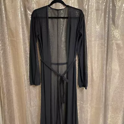 Womens Long Sheer Goth Witchy Black Robe Kimono Maxi Cover-Up XL NWOT • £28.95