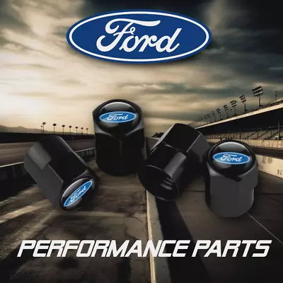 Ford Tyre Valve Caps Black Hex 4pcs Oval Logo - Fits Ford • $7.79