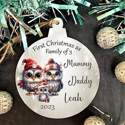 Personalised First Christmas Bauble  Family Of 3 Mummy Daddy Boy Girl 1st Gift • £4.88