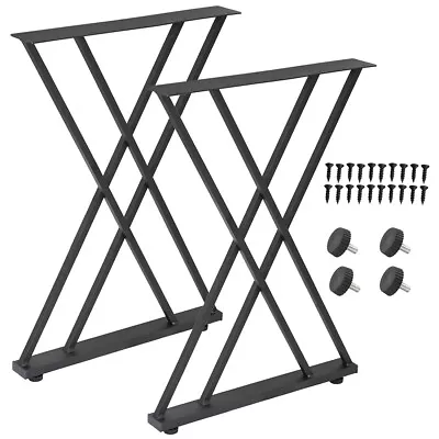 28 Inch Industrial Table Legs Cross-X-Shape Metal Frame DIY Furniture Legs 2pcs • £30.49