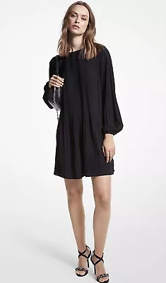 MICHAEL Michael Kors Women's Pleated Mini Dress (L Black) • $39.99