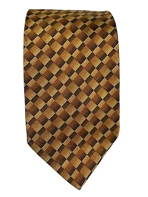 Bugatchi Mens Bronze Cubic Design 100% Silk Neck Tie Made In Italy • $24.95