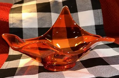 Vintage Viking Glass Orange Handkerchief Candy Dish Bowl • $24.99