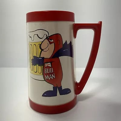 Budweiser Bud Man Beer Mug Cup Plastic Thermo-Serv West Bend Insulated Stein VTG • $6.99