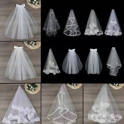 Simple White Ivory Two Layer Women's Tulle Bridal Veil Wedding Veil With Comb • £4.70