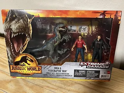 NEW Jurassic World Dominion Extreme Damage Owen & Velociraptor Blue Pursuit Pack • $17.88