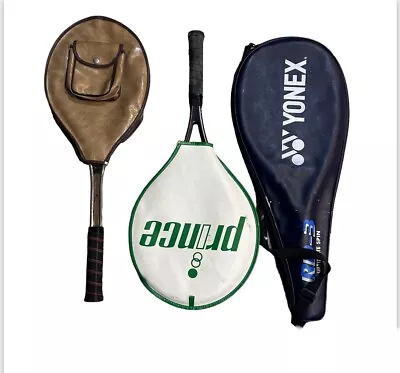 Lot 3 Vintage Tennis Rackets Bags Covers Prince Yonex Head Butch Buchholz • $49.97