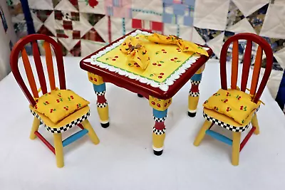 Tonner Mary Engelbreit Table & Chair Set Cherries Cushions & Napkins#MEA205 MIB • $125