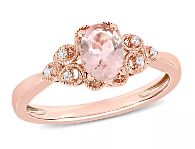 3/4 Carat (ctw) Morganite Ring In 10K Rose Pink Gold With Diamonds • $369