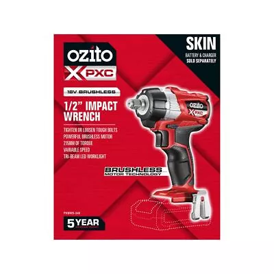 Ozito 18V Cordless Power X Change Brushless Impact Wrench- Skin Only BRAND NEW • $174