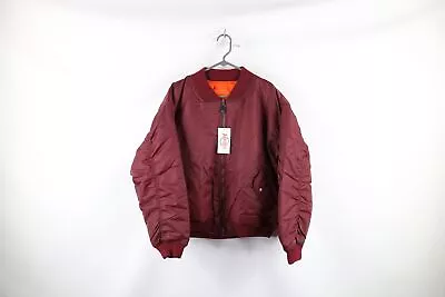 NOS Vintage 90s Streetwear Mens Size L Reversible MA-1 Bomber Jacket Burgundy • $109.95