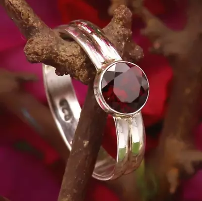 Garnet Ring Solid 925 Sterling Silver Ring Handmade Statement Band For Men Women • $13.35