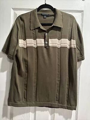 BANANA REPUBLIC Men's Short Sleeve Olive Green Collared Sweater - Size XL • $9.99