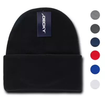 Classic Decky Cuffed Long Beanies Acrylic Ski Skull Winter Warm Hats Caps Unisex • $10.50