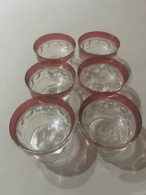 Kings Crown Ruby Red Glass Ice Cream Sherbert Dishes/Cups. Set Of 6 • $36.99