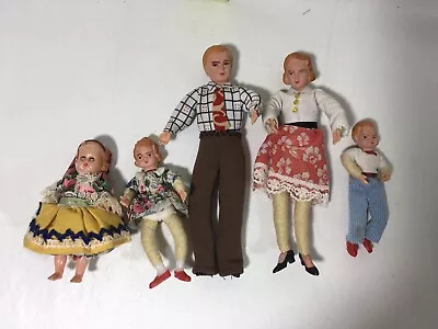 Poseable Vintage Dollhouse Bendable Family Dad Mom Sister Five Dolls Total • $29.99