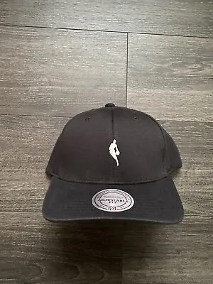 Mitchell & Ness NBA Logoman Curved 110 Leather Strapback Baseball Hat Charcoal • £15