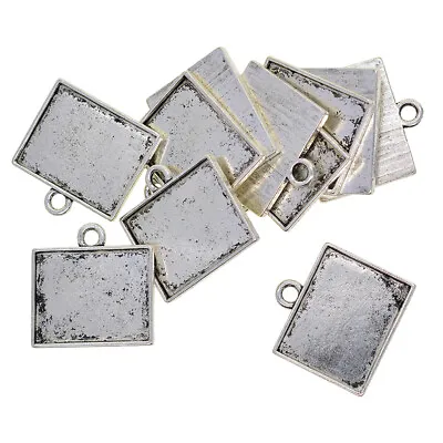 £5.23 • Buy 10Pcs Rectangle Cabochon Blank Bezel Pendant For DIY Jewelry Making Supply