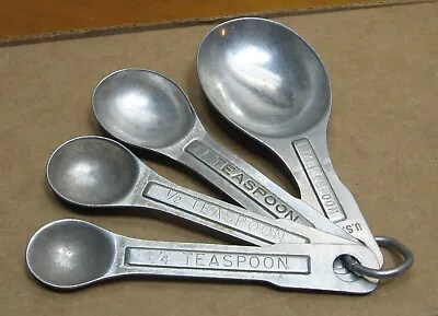 Vtg Us Standard Aluminum Measuring Spoons Set Nesting Ring • $6.99