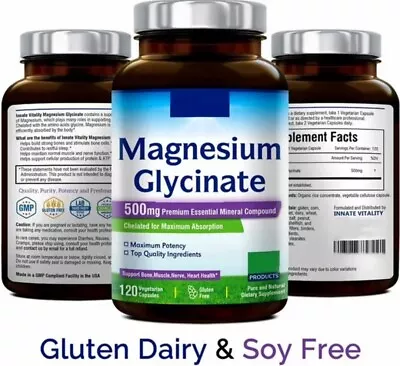 Magnesium Glycinate Capsule Improved SleepStress & Anxiety Relief 120 Capsules  • £14.99