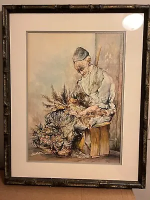 $499 • Buy Seymour Rosenthal Chicken Plucker Lithograph Framed Mint Condition Painting Sign