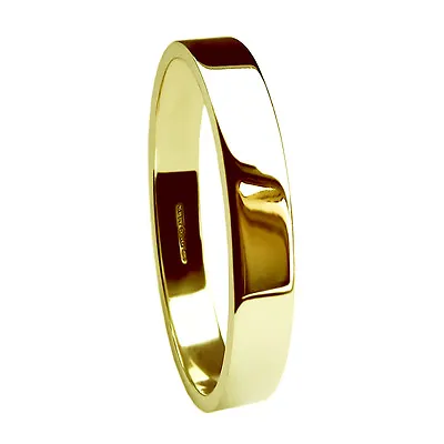 3mm 18ct Yellow Gold Flat Profile Wedding Rings Bands Medium 750 UK HM 3.3g • £260.60
