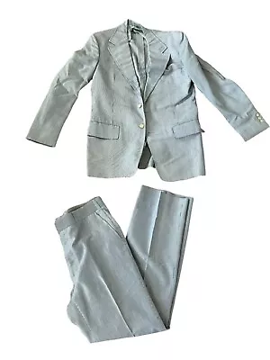 Haspel Seersucker Mens Suit 42R 37X33 Gray Vintage Business 2 Piece Set • $174.95