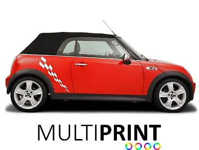 Mini Cooper Car Sticker Racing Checker Flag Side Stripe Vinyl Graphic Decal CHE3 • £12.99