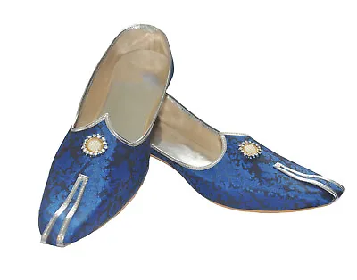 Men's Blue Sherwani Shoes Pakistani Shoes Padhani Shoes Lahori Nagra Jutti • £34.99