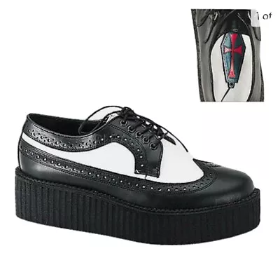 £25.99 • Buy Demonia 408 Black White  Unisex  Creeper Hi Sole Shoes Punk  3