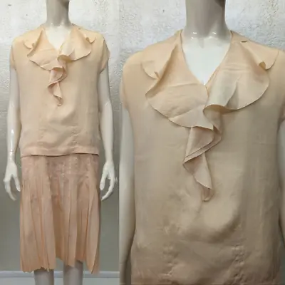 Vintage 1930s Ladies Soft Pink Silk 2 Piece Drop-waist Dress Costume Stage AS-IS • $55