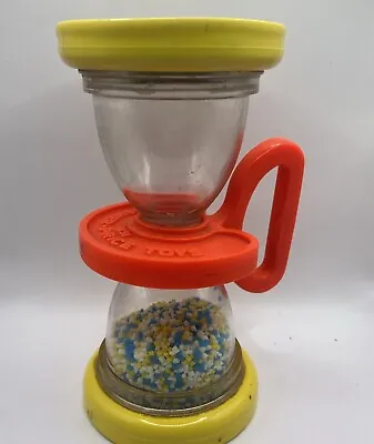 VTG  1970's Fisher Price Shake N' Roll Bead Hourglass Baby Rattle Mirror Toy • $9.83