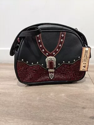 New P&G Collections Leather Women's Purse Cross Body Black Western Cowgirl • $22.90