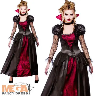 Deluxe Vampire Queen 6-28 Ladies Halloween Fancy Dress Womens Vampiress Costume • £24.99